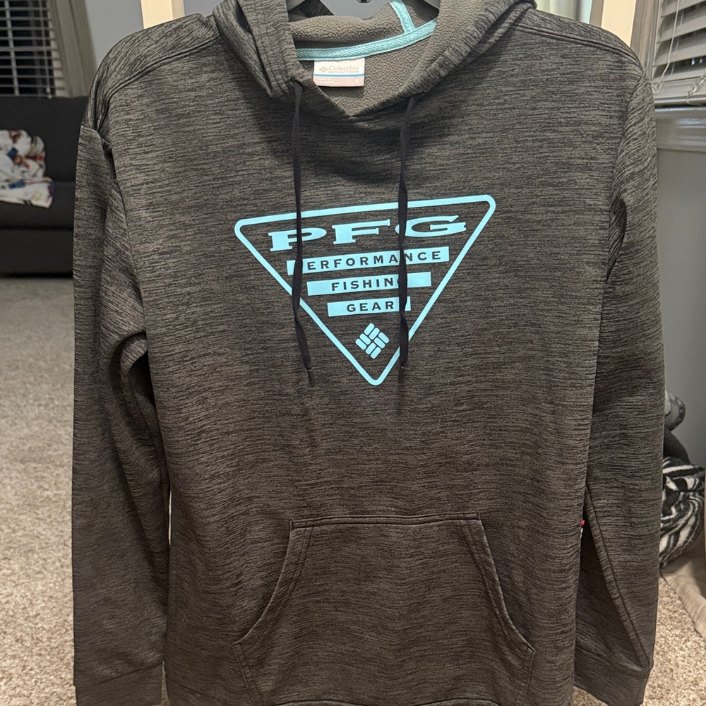 Columbia Men's Charcoal Hoodie with Blue Logo